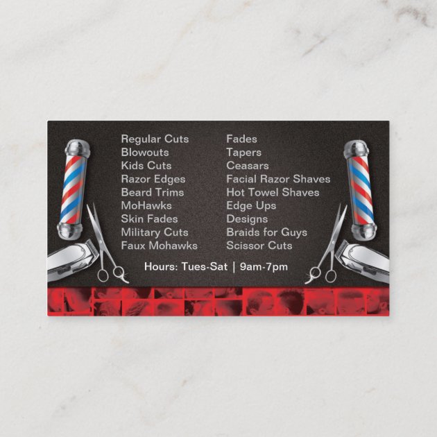 Barbershop Business Card (Barber pole and clippers (back side)