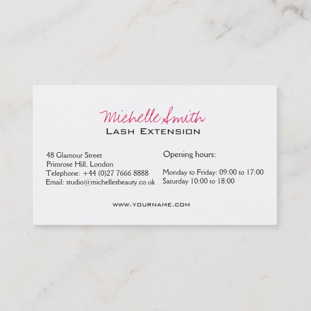Beautiful eyes Long lashes Lash Extension Business Card (back side)