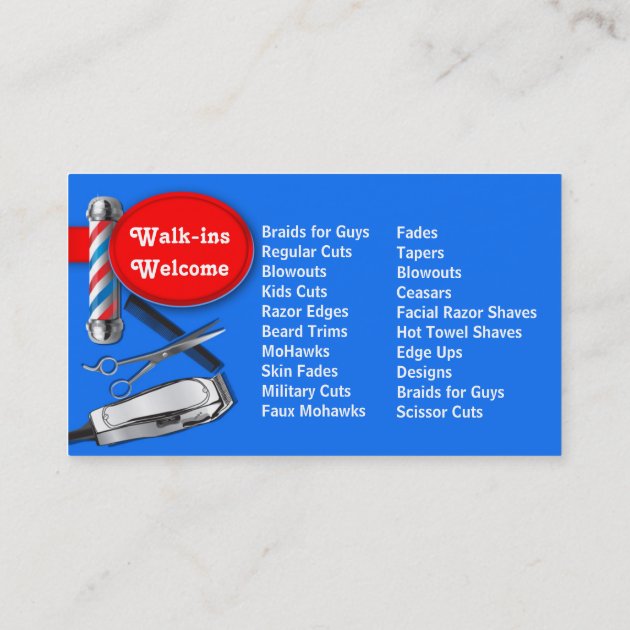 Barber Business Card (Barber pole and clippers) (back side)