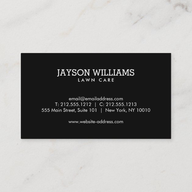 Modern Lawn Care/Landscaping Grass Logo Green Business Card (back side)