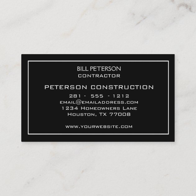 Professional Rustic Construction Contractor Hammer Business Card (back side)