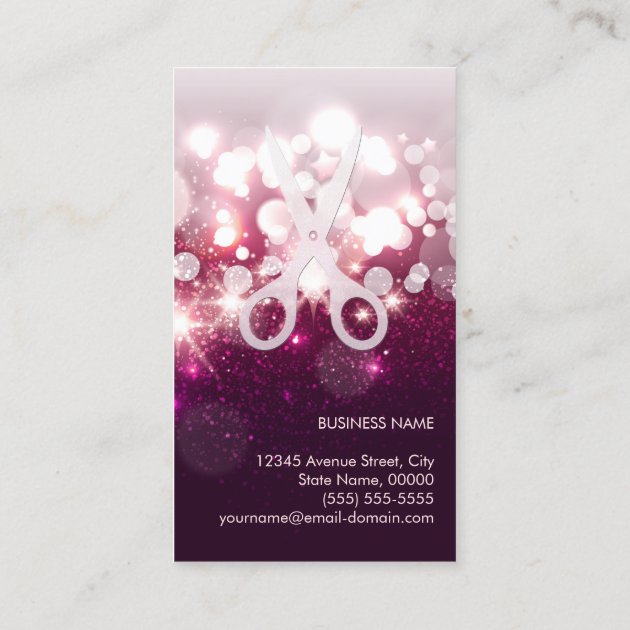 Modern Hair Stylist - Pink Glitter Sparkle Business Card (back side)