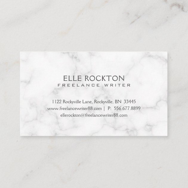 Minimalist White Marble Gold Frame Business Card (back side)