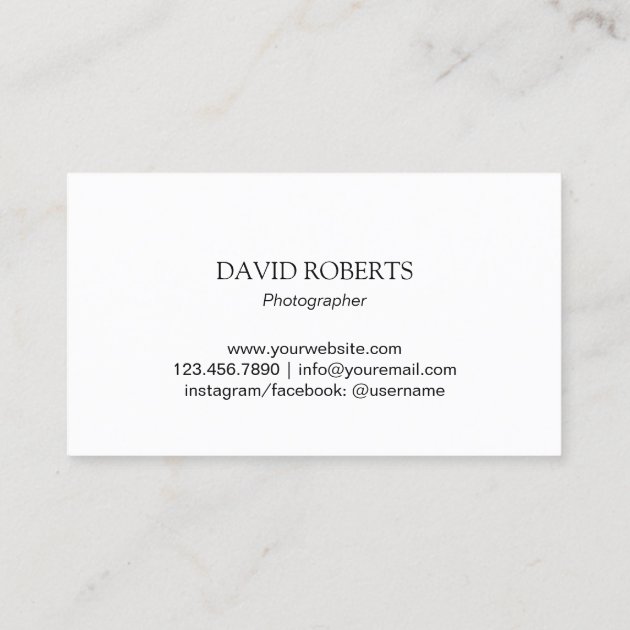Photographer Camera Black & White Photography Business Card (back side)
