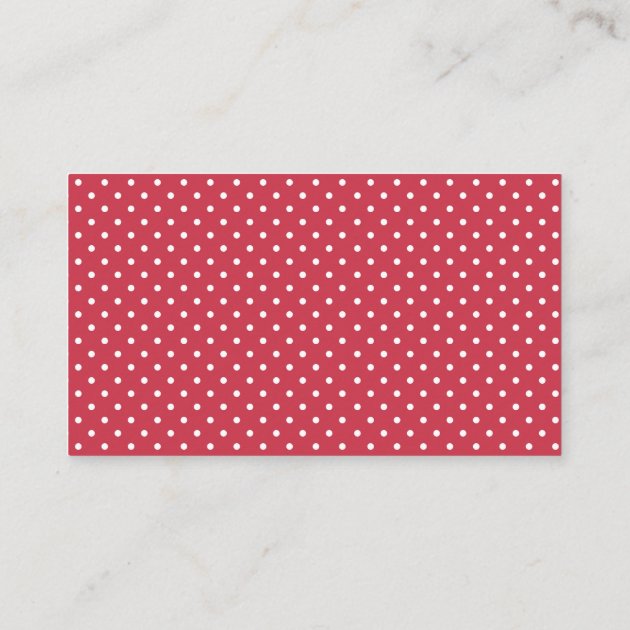 Cute Pink Polka Dot Maid House Cleaning Service Business Card (back side)