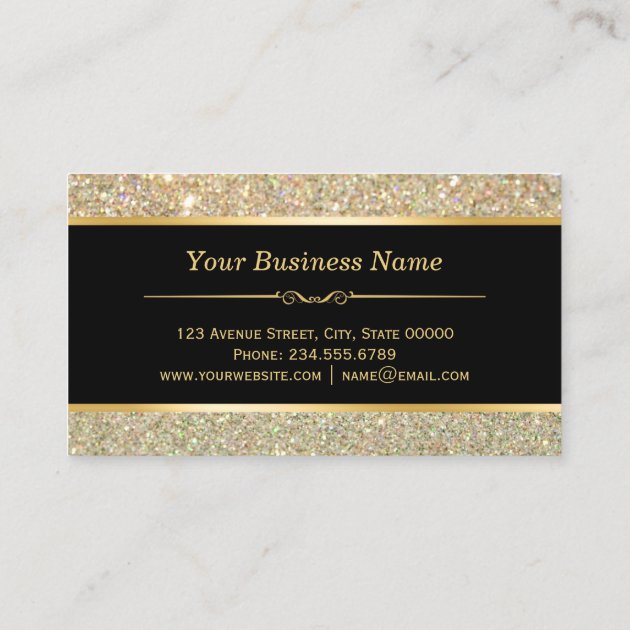 Wedding Event Planner - Sassy Beauty Gold Glitter Business Card (back side)