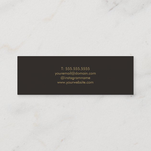 Minimalist Elegant Black Faux Gold Barber Mini Business Card (back side)