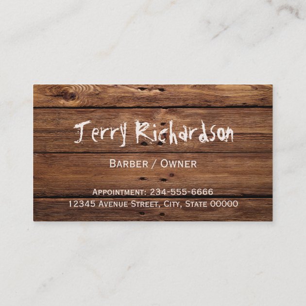 Rustic Country Barber Shop Scissors and Razor Business Card (back side)