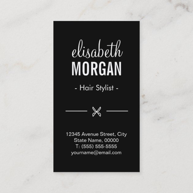 Vogue Girl Stylish Black White Fashion Hairstylist Business Card (back side)