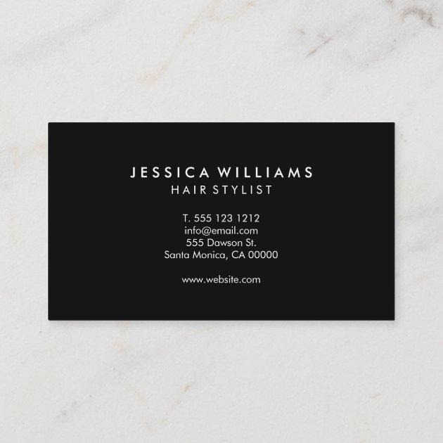 Hair Stylist Handwritten Simple Black And White Business Card (back side)