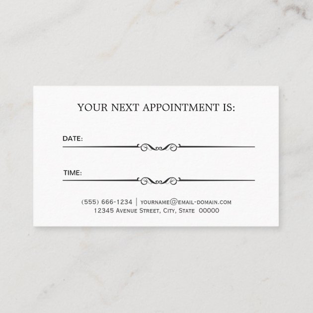 Hairstylist Appointment Card - Shadow of Damask (back side)