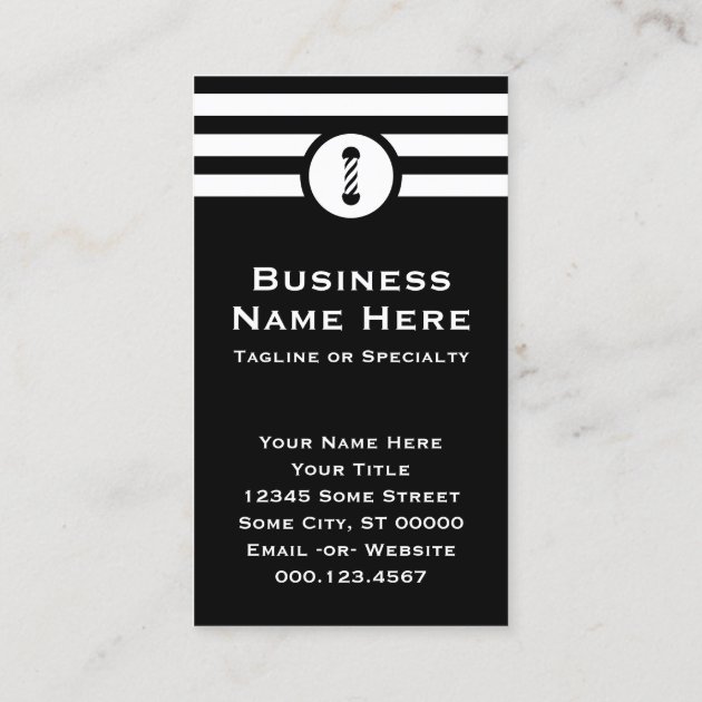 Striped Chic Barbershop Business Card (back side)