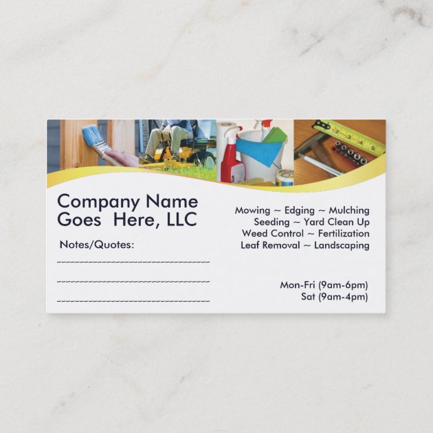 Contractor/Handyman /Do It All / Business Card (back side)