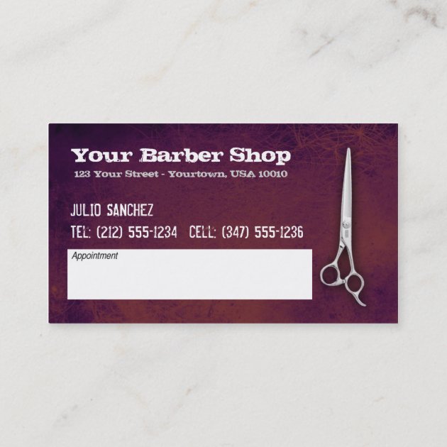 CUSTOMIZABLE Barber Shop BC Appointment Card (back side)