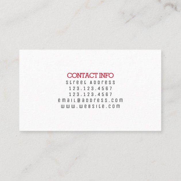 Giant bold stand out style business card (back side)