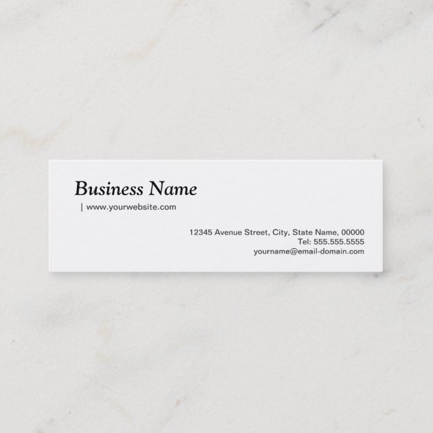 Chic Black and White Photographer Camera Lens Mini Business Card (back side)