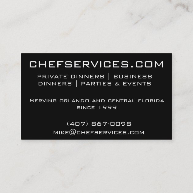 Private Chef Services | Catering Business Card (back side)