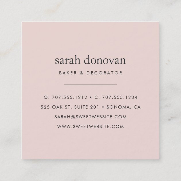 Watercolor Macaron Square Business Card (back side)