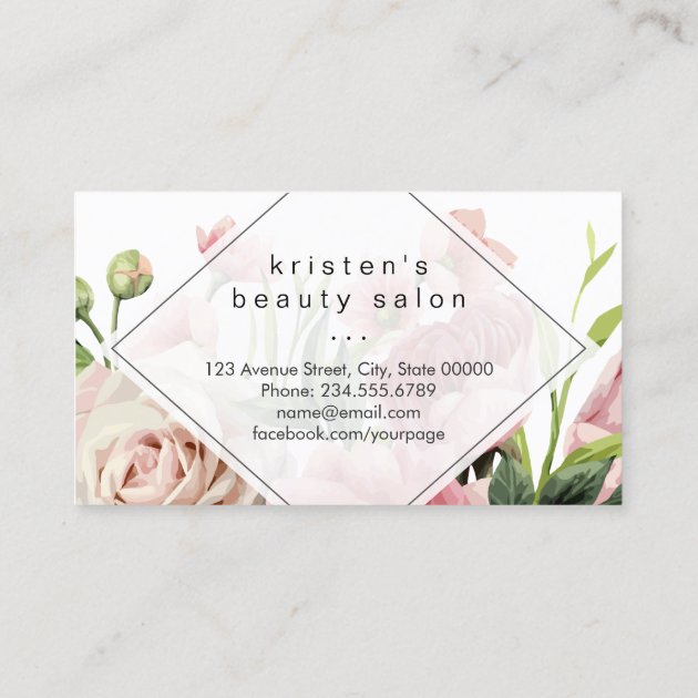 Hair Stylist Beauty Salon Minimal Elegant Floral Business Card (back side)