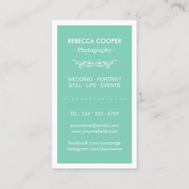 Wedding Photo Collage Elegant Clean Photography Business Card (back side)
