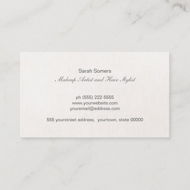 Stylish Modern Silver Sequin Monogram Beauty Business Card (back side)