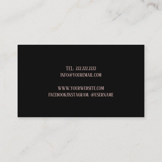 Personal Chef Event Catering Black & Rose Gold Business Card (back side)