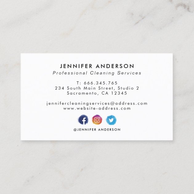 Modern Gold And Black Cleaning Services Business Card (back side)