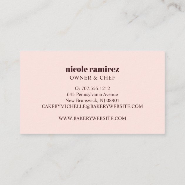 Floral Bakery Rolling Pin Patisserie striped Business Card (back side)