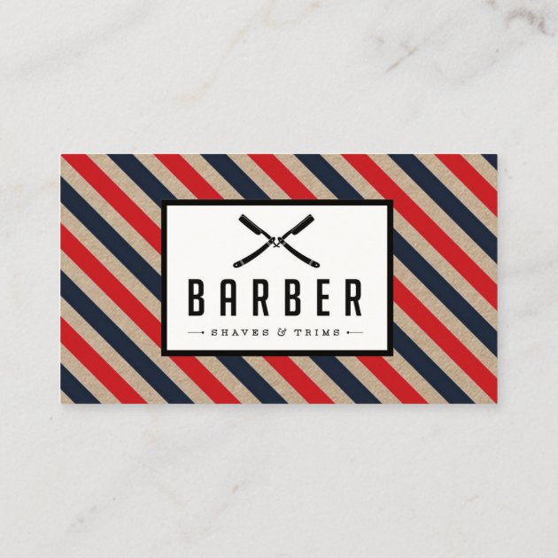 Vintage Barber Stripe Business Card (back side)