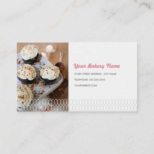 Cute Bakery Business Card with 4 Photos (back side)
