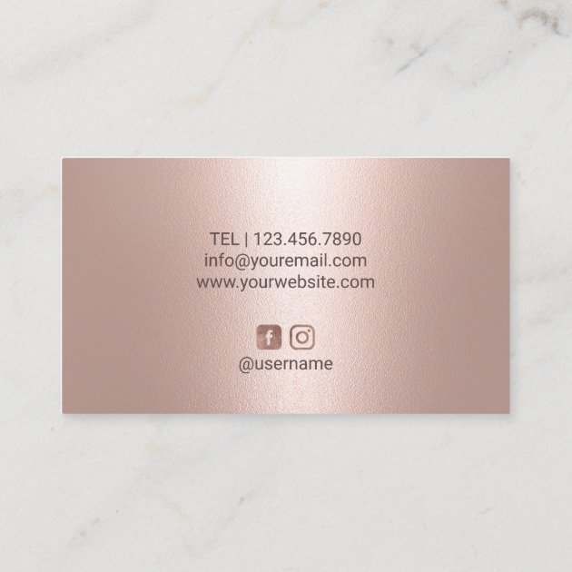 Hair Stylist Rose Gold Glitter Drips Beauty Salon Business Card (back side)