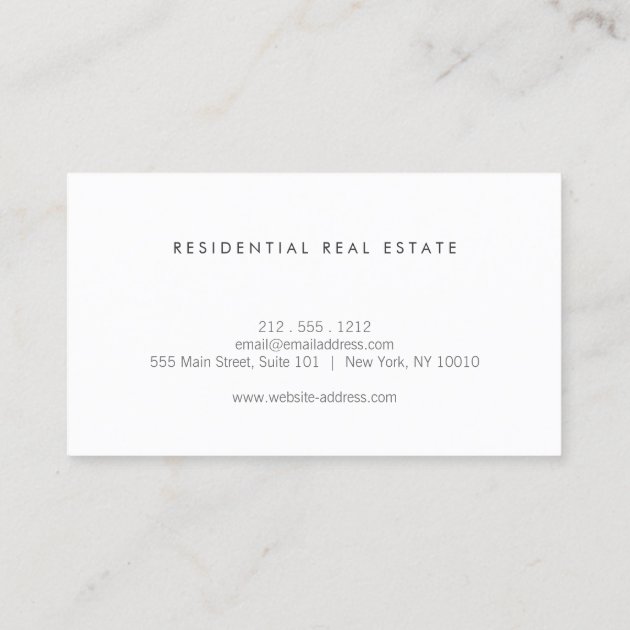 Modern Home Logo Real Estate, Realtor Gray Linen Business Card (back side)