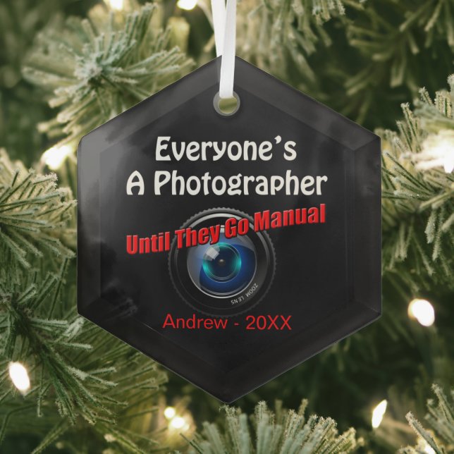 Funny Photography - Photographer Go Manual Quote Glass Ornament (Insitu)