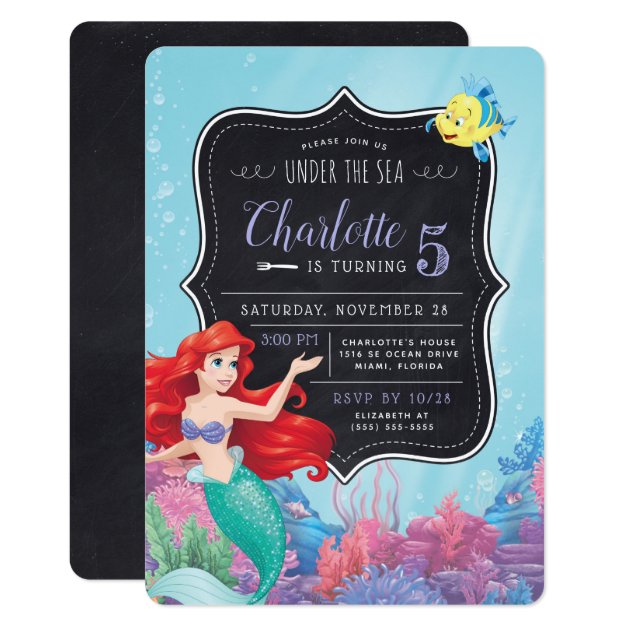 Ariel | The Little Mermaid | Chalkboard Birthday Invitation