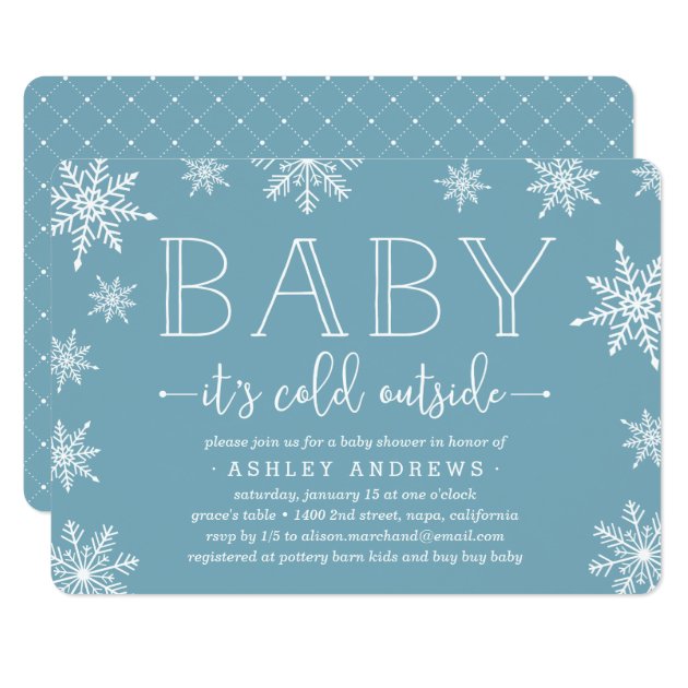 Winter Snowfall Baby Shower Invitation | Blue