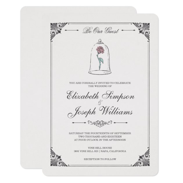 Beauty and the Beast | Enchanted Rose Wedding Invitation (front side)