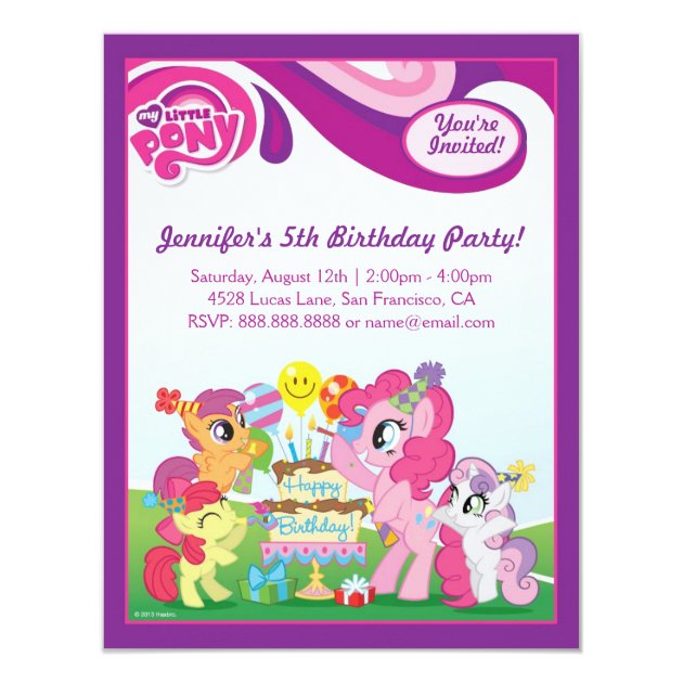 My Little Pony  Birthday Party Invitation (front side)