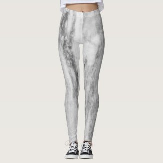 Trendy Gray Marble Print Leggings