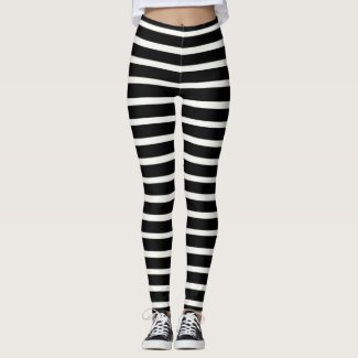 Cool Black And White Horizontal Striped Leggings