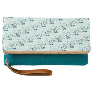 Beautiful Teal Pattern Fold-Over Clutch