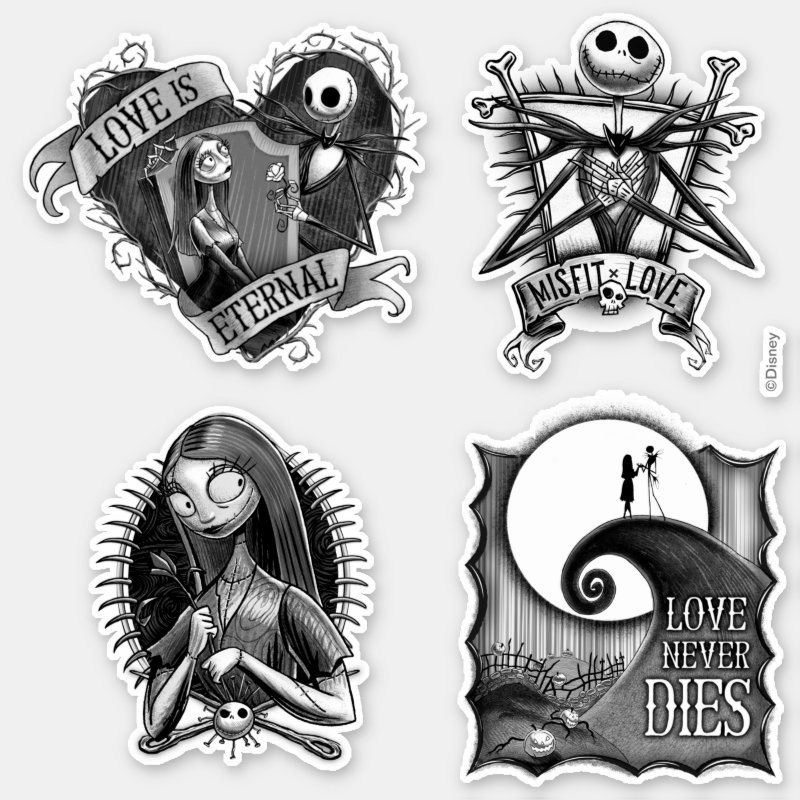 Jack and Sally Moonlight, Madness, & Love Sticker (Front)