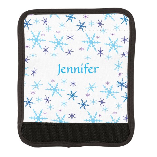 Blue and Turquoise Snowflakes Luggage Handle Wrap (Front)