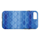 Painted Blue Geometric Scale Pattern iPhone 7 Case (Back (Horizontal))
