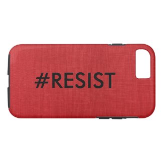 #Resist, black text on Red Linen Photo iPhone 7 Case