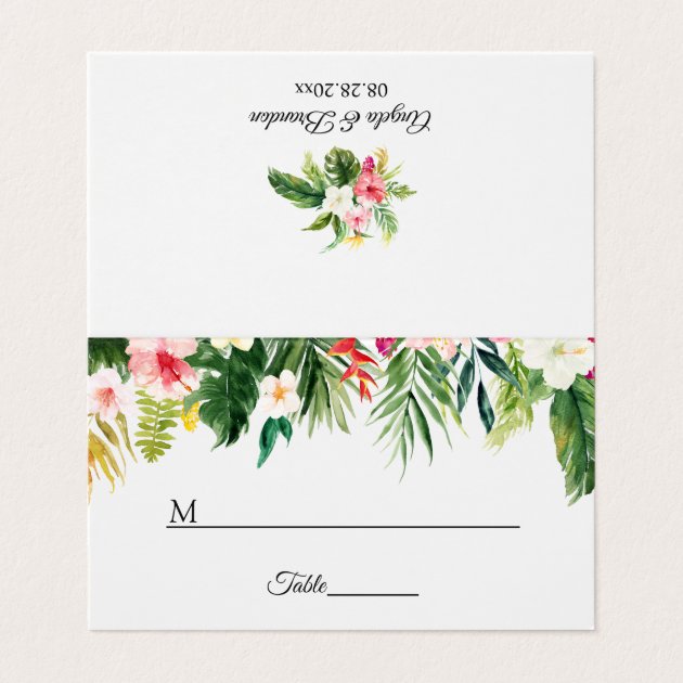 Tropical Summer Floral Wedding Table Place Card