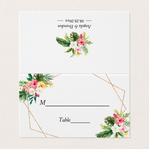 Summer Tropical Floral Wedding Table Escort Place Card