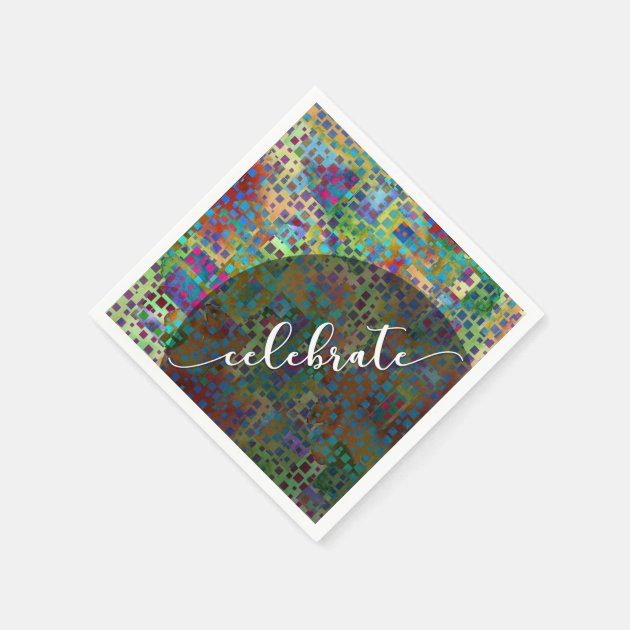 Celebrate: Abstract Colorful Confetti Graduation Paper Napkin