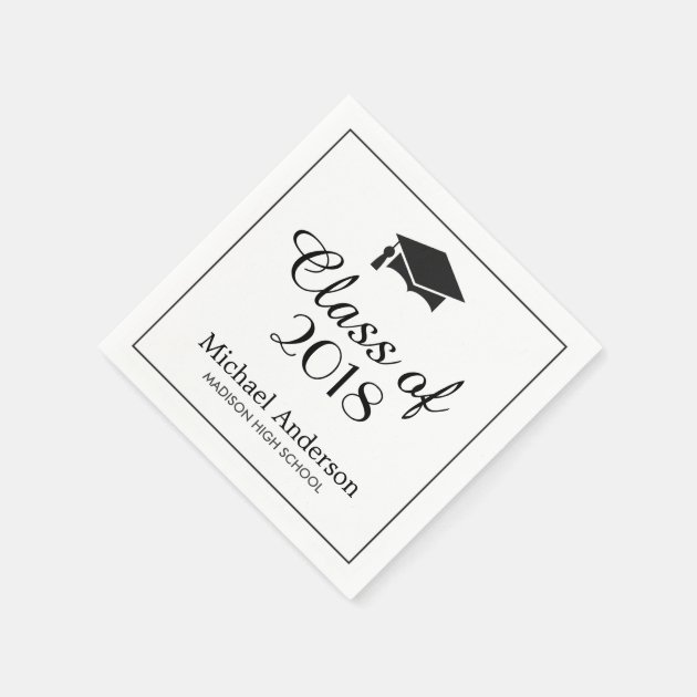Elegant Class Of 2018 Grad Cap Graduation Party Paper Napkin
