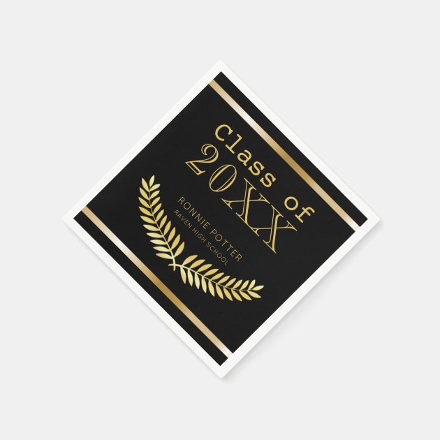 Elegant Class Of | Black And Gold Graduation Party Paper Napkin