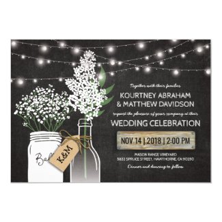 rustic chalkboard wedding invitation card